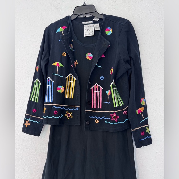 Michael Simon Medium Cardigan Sweater & Shift Dress Knit Set Kitsch Y2K Beach - Picture 3 of 8